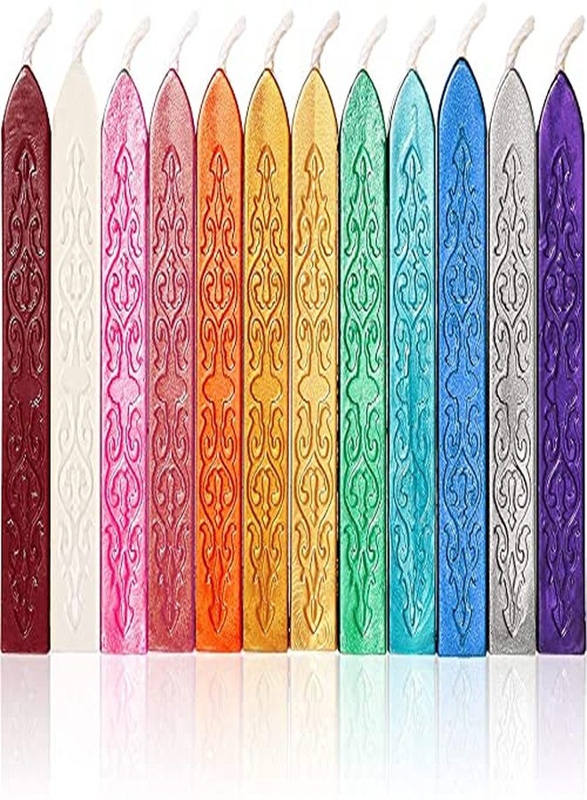 Street27® 12pcs Totem Fire Manuscript Sealing Seal Wax Sticks with Wicks Cord Wick Sealing Wax for Postage Letter Retro Vintage Wax Seal Stamp -12 Colors-A